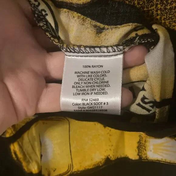 GEORGE Tropical Beer Bottle Hawaiian Button Down Shirt Black L 42-44 - Picture 10 of 10